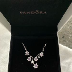 Pandora Amethyst “Forget Me Not” Necklace